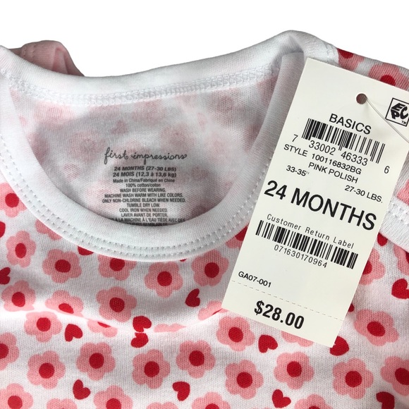 FIRST IMPRESSIONS Baby Girls 4-Pack Flower Cotton Bodysuit Set - Picture 7 of 7